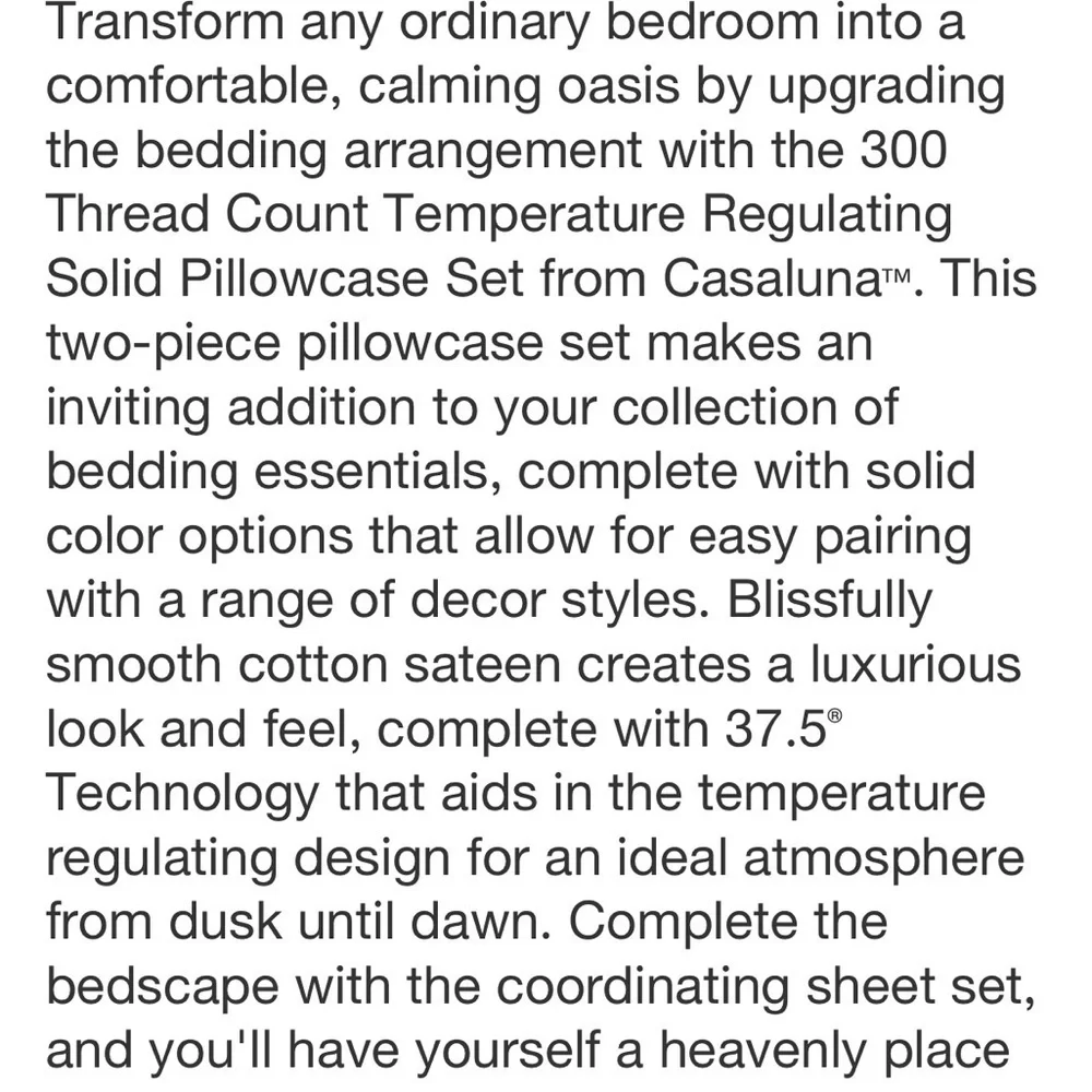 King 300 Thread Count Temperature Regulating Pillowcase Set Natural  New